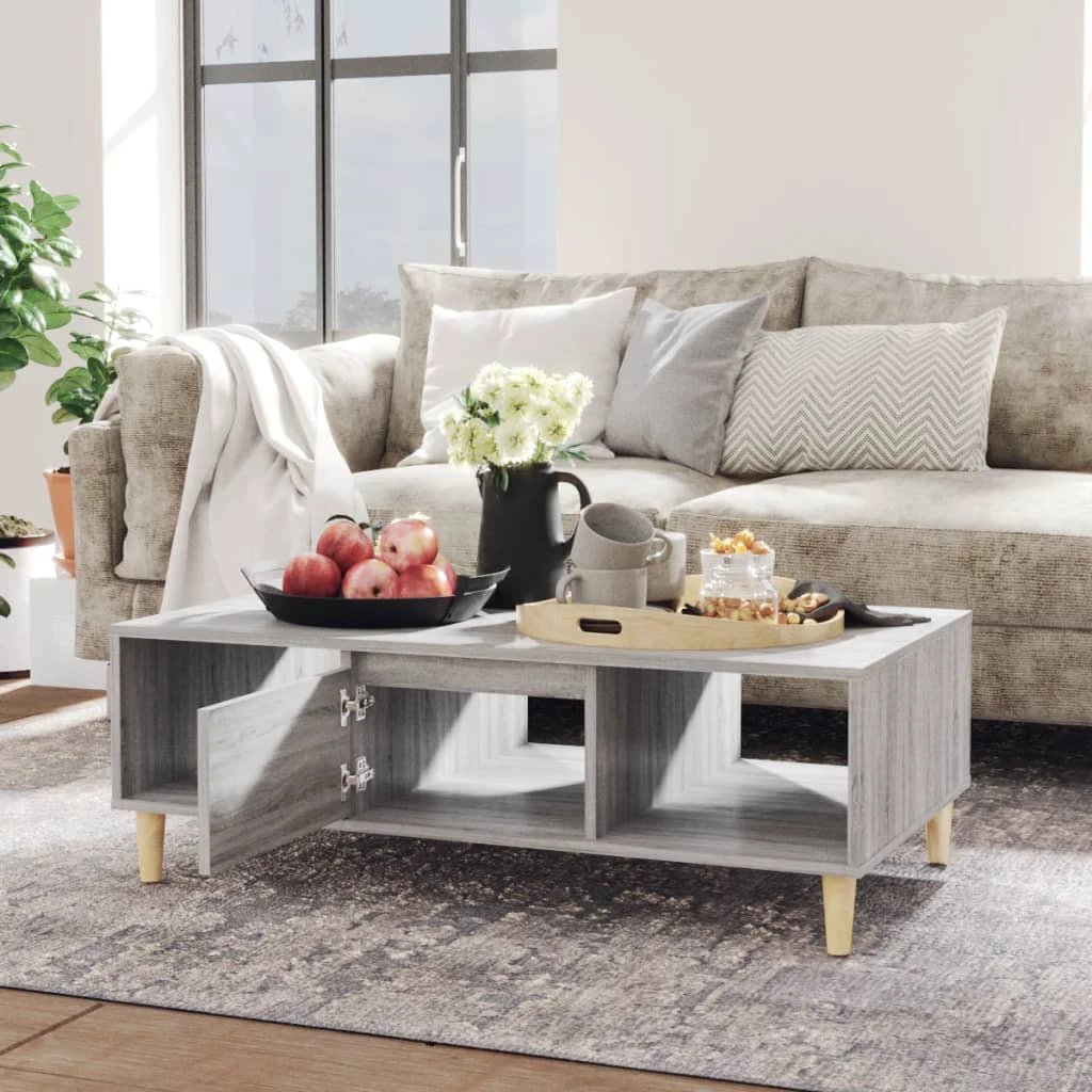 VidaXL Coffee Table 103.5x60x35 cm Smoked Oak Storage for Living Room by vidaXL