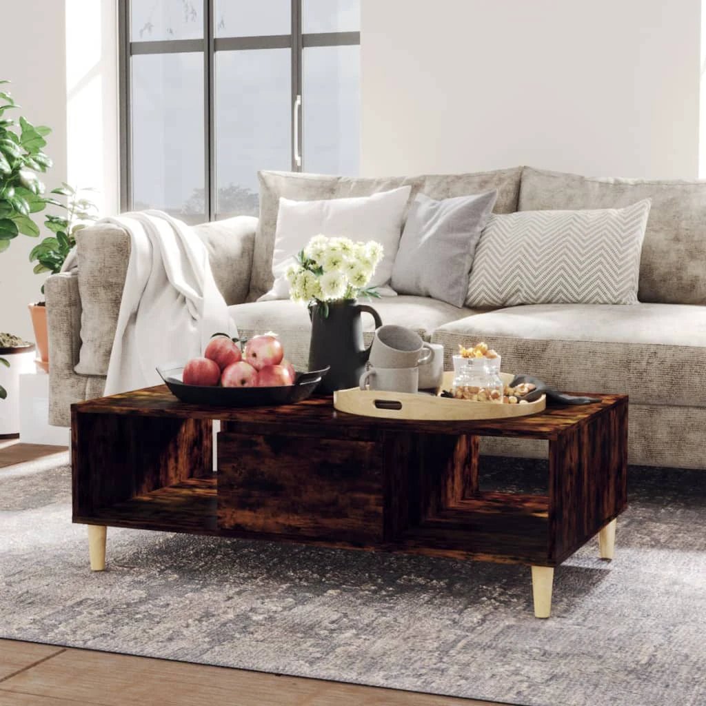 VidaXL Coffee Table 103.5x60x35 cm Smoked Oak Storage for Living Room by vidaXL