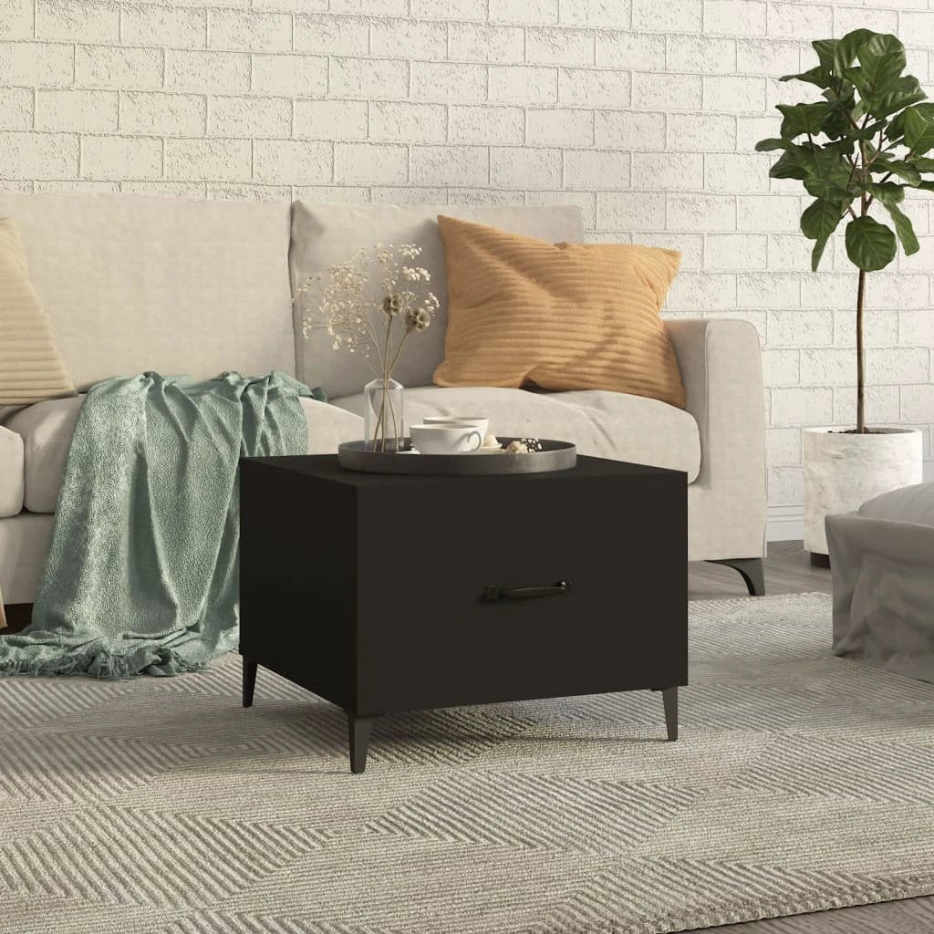 VidaXL Coffee Table 50x50x40 cm Smoked Oak Top With Metal Legs Living Room Decor by vidaXL