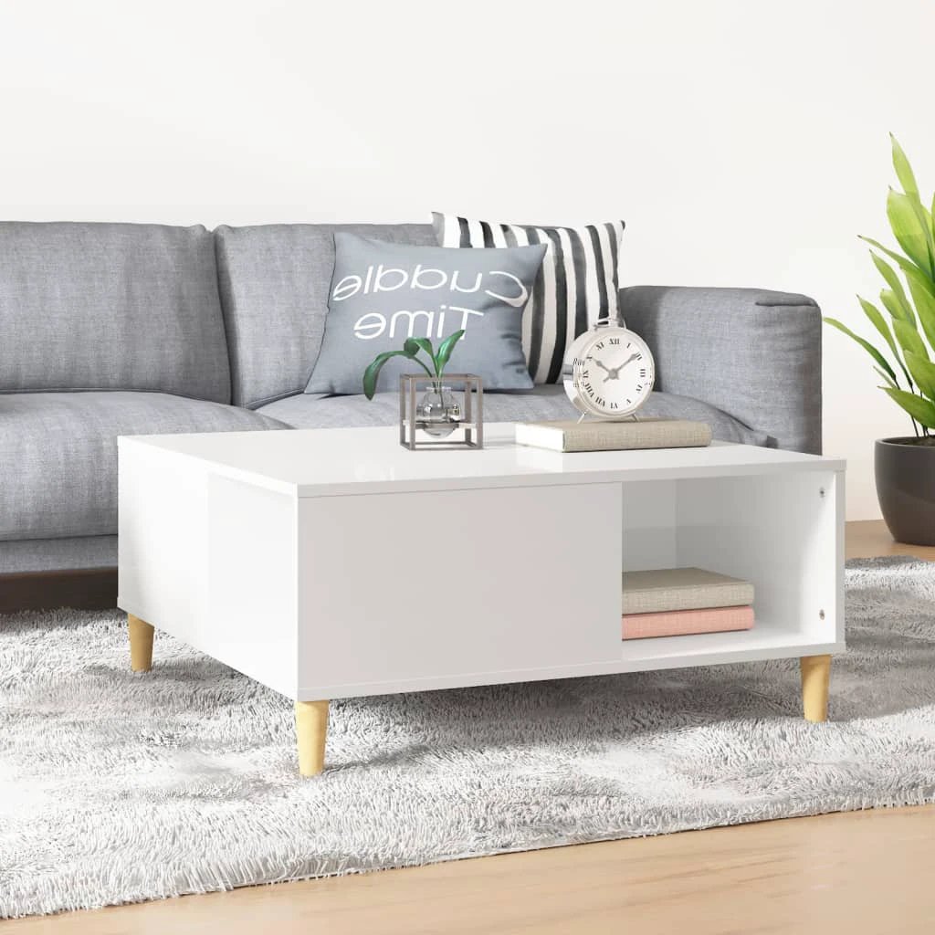 VidaXL Coffee Table 80x80x36.5 cm Engineered Wood Moisture-Resistant With Open Storage For Living Room by vidaXL