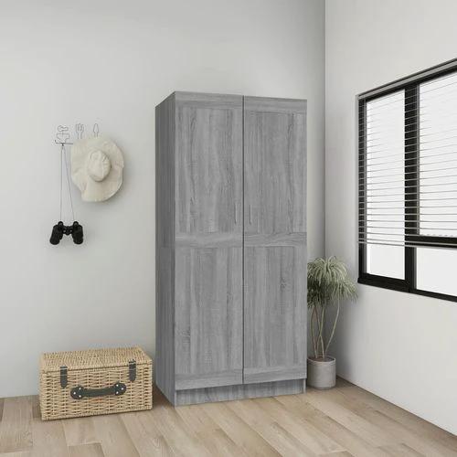 vidaXL vidaXL Engineered Wood Wardrobe 82.5x51.5x180 cm Smoked Oak Finish with Ample Storage for Home Organization - Wardrobe