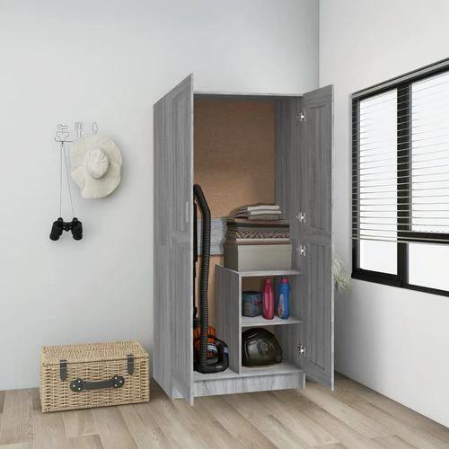 vidaXL vidaXL Engineered Wood Wardrobe 82.5x51.5x180 cm Smoked Oak Finish with Ample Storage for Home Organization - Wardrobe