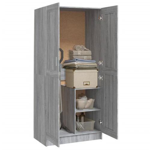vidaXL vidaXL Engineered Wood Wardrobe 82.5x51.5x180 cm Smoked Oak Finish with Ample Storage for Home Organization - Wardrobe