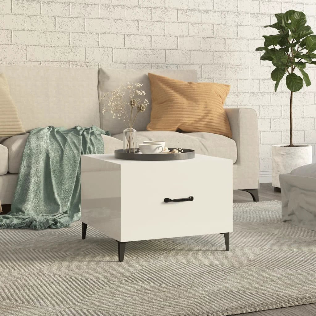 VidaXL Coffee Table 50x50x40 cm Smoked Oak Top With Metal Legs Living Room Decor by vidaXL