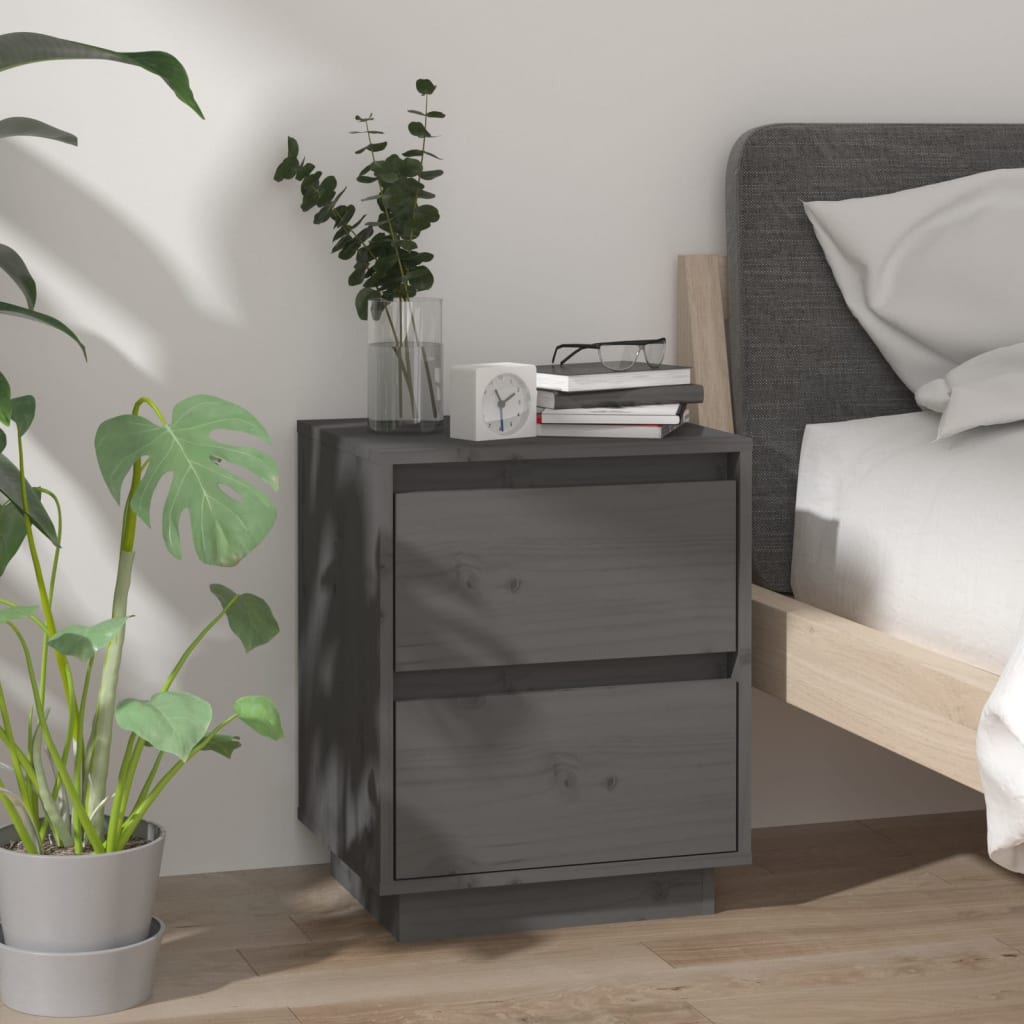 vidaXL VidaXL Bedside Cabinet 40x35x50 cm Solid Pine Wood With Modern Charm Nightstand For Bedroom Storage - Bedside Table