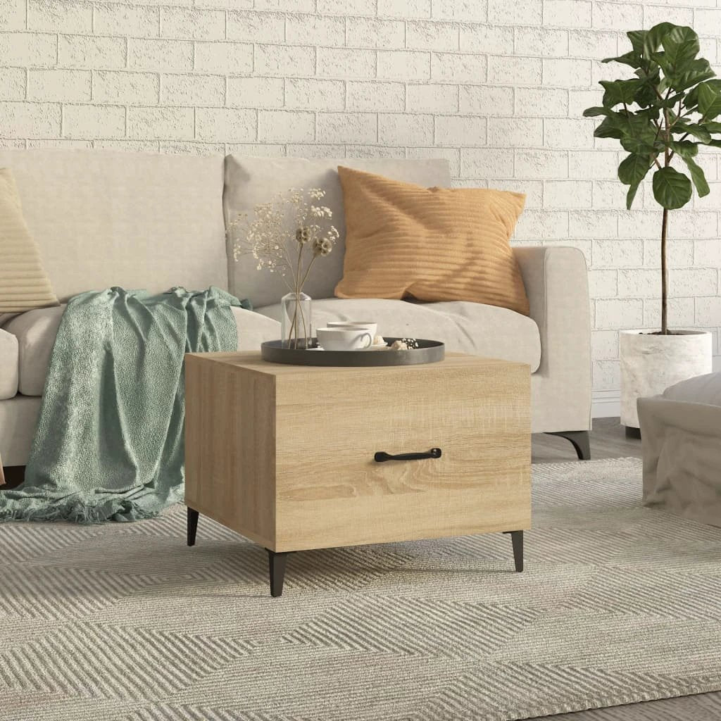 vidaXL VidaXL Coffee Table 50x50x40 cm Smoked Oak Top With Metal Legs Living Room Decor - Coffee Table