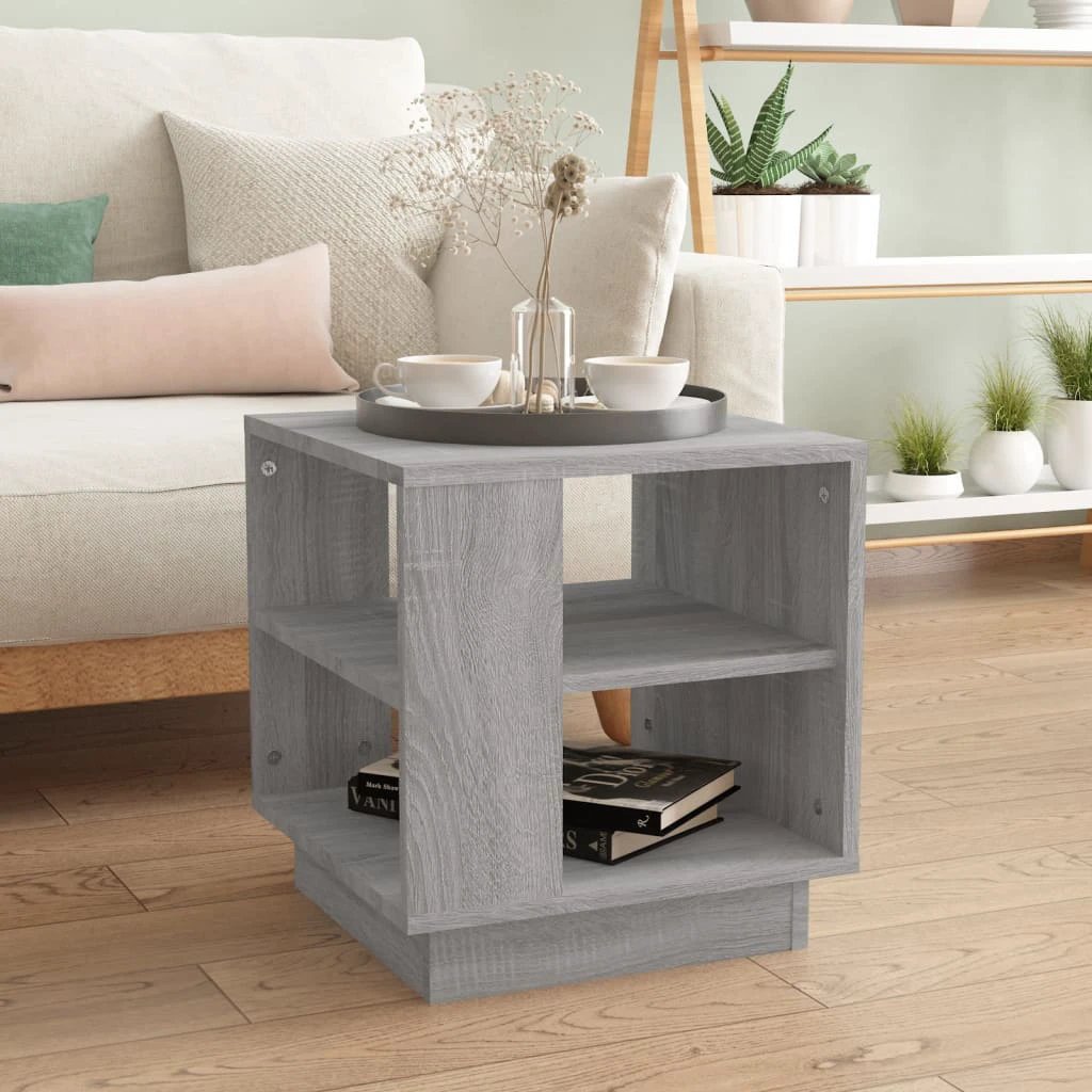 VidaXL Coffee Table 40X40X43 Cm Smoked Oak Engineered Wood With 2 Shelves For Living Room by vidaXL