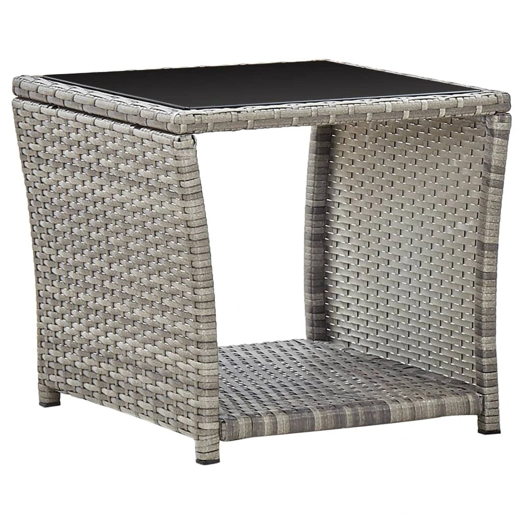 vidaXL vidaXL Coffee Table 45x45x40 cm Poly Rattan Glass Top Weather Resistant Outdoor Patio - Coffee Table