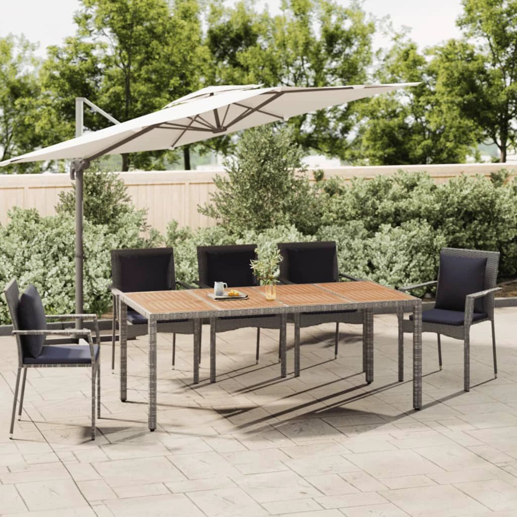 vidaXL vidaXL Garden Table with Wooden Top Black Poly Rattan&Solid Wood Acacia - Garden Table