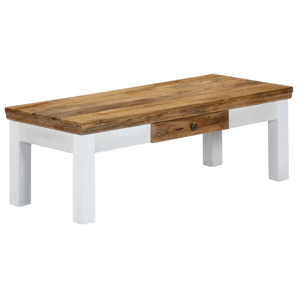 Rustic Mango Wood Coffee Table 110x50x40 Drawer by vidaXL