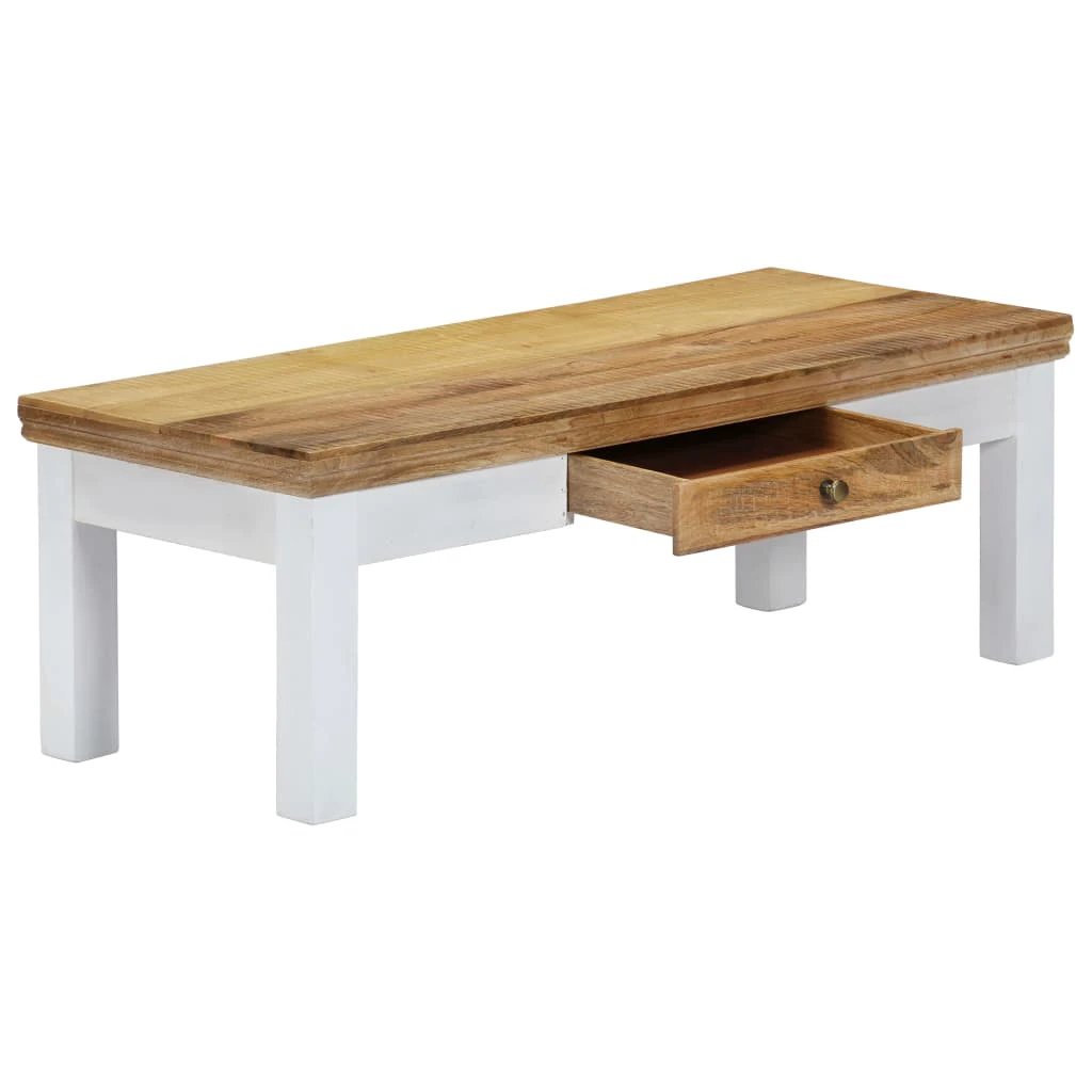 Rustic Mango Wood Coffee Table 110x50x40 Drawer by vidaXL