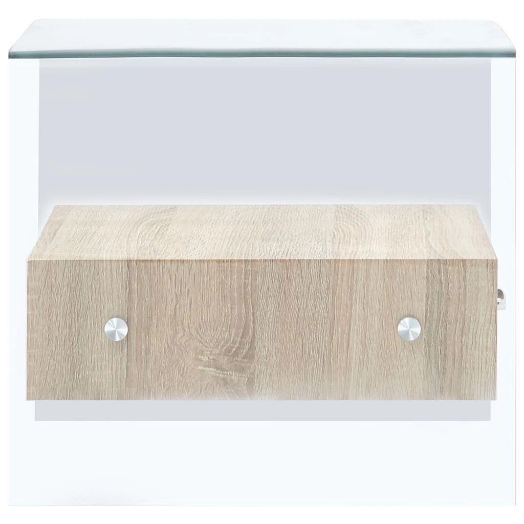 vidaXL VidaXL Coffee Table 50x50x45 cm Tempered Glass With Wood Drawer For Living Room Decor - Coffee Table