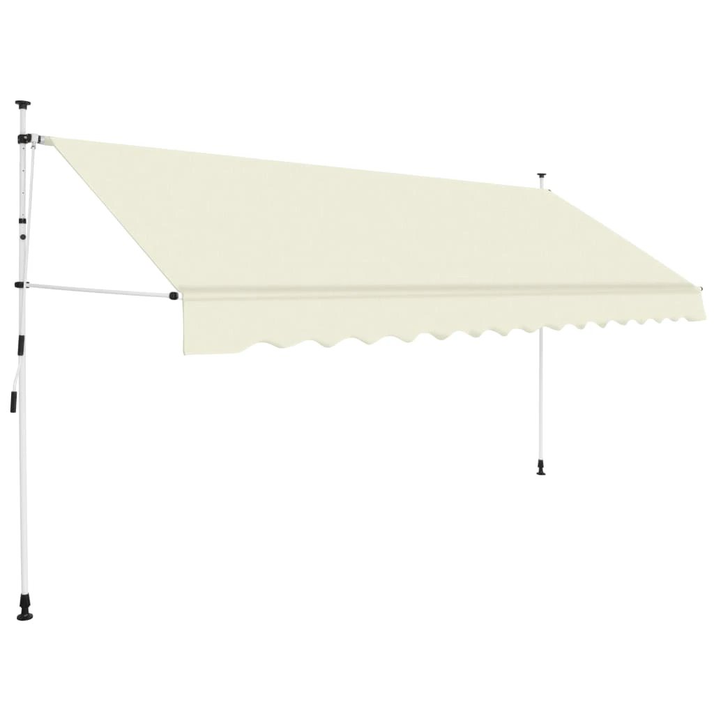 vidaXL Premium Manual Retractable Awning 350cm Cream Water Repellent UV Resistant PU Coated Polyester For Window Terrace Garden - Cover