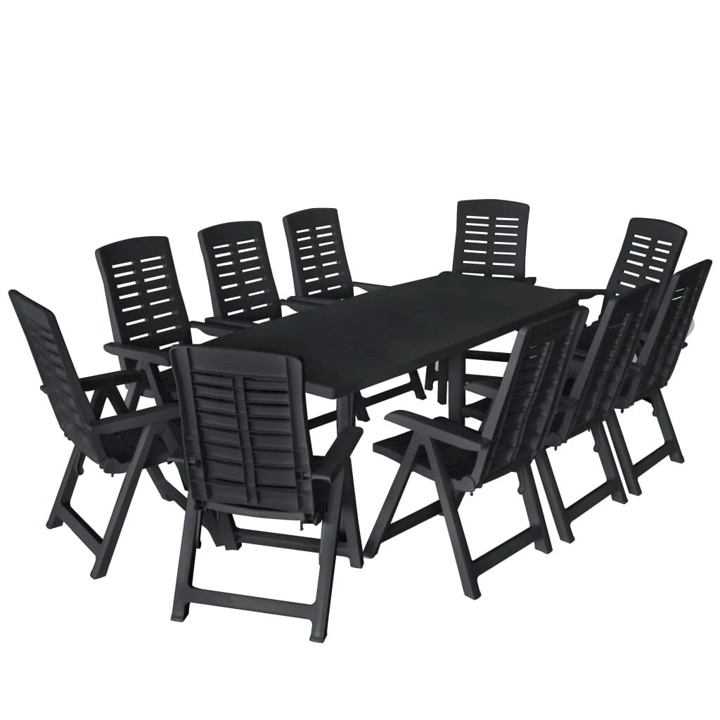 VidaXL Outdoor Dining Set 11 Piece Plastic Anthracite Patio by vidaXL