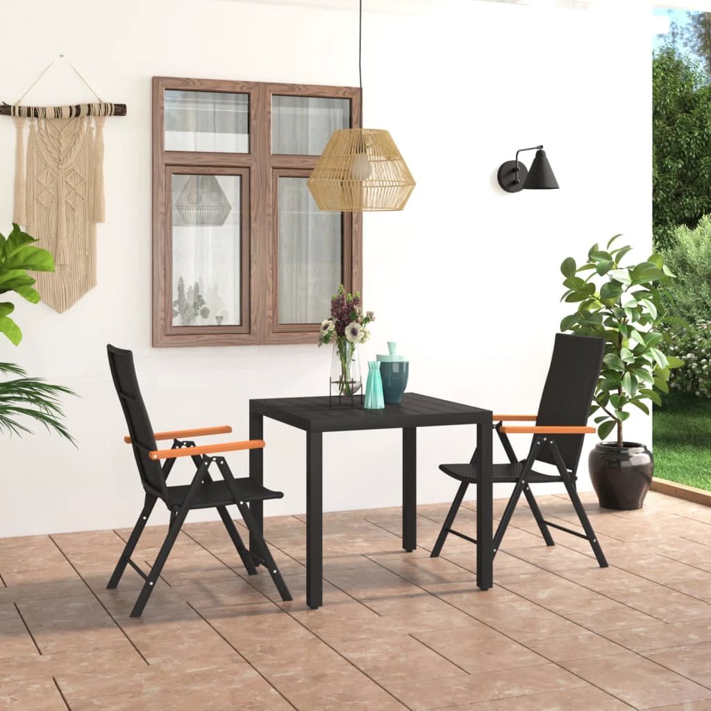 vidaXL VidaXL 3 Piece Garden Dining Set Black Brown Compact Patio - Garden Set