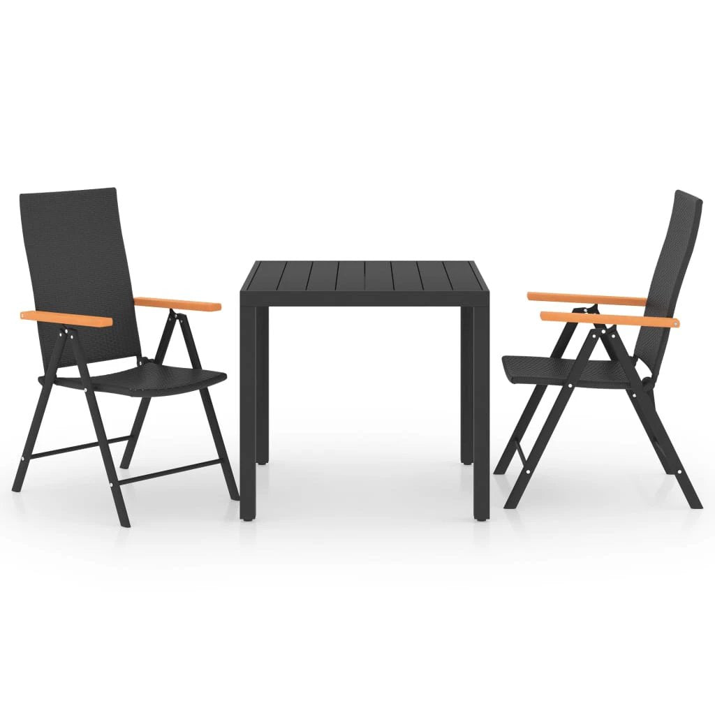 vidaXL VidaXL 3 Piece Garden Dining Set Black Brown Compact Patio - Garden Set