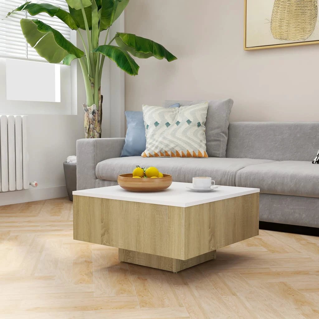 VidaXL Coffee Table 60x60x31.5 Cm Smoked Oak Engineered Wood Living Room Decor Piece by vidaXL