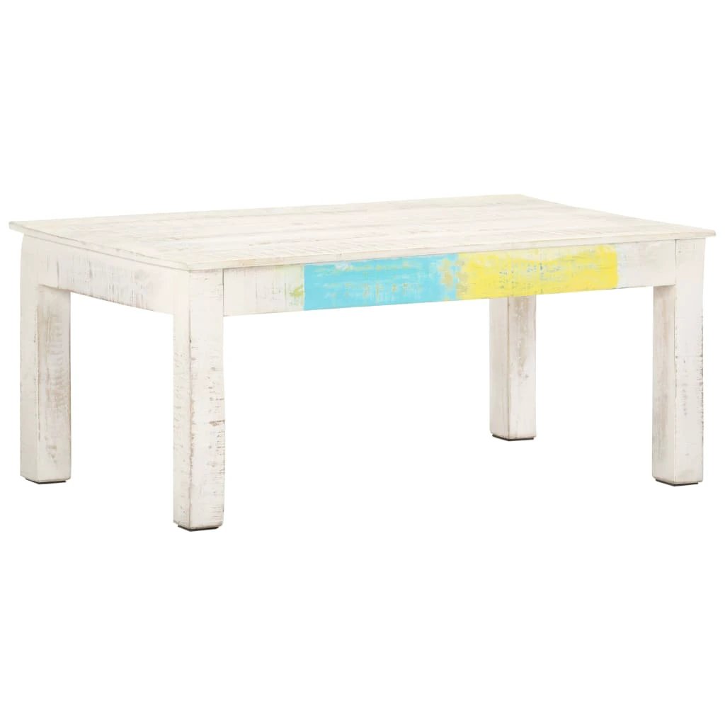 VidaXL Coffee Table 110x60x45 Cm Whitewashed Solid Mango Wood For Living Room Decor by vidaXL