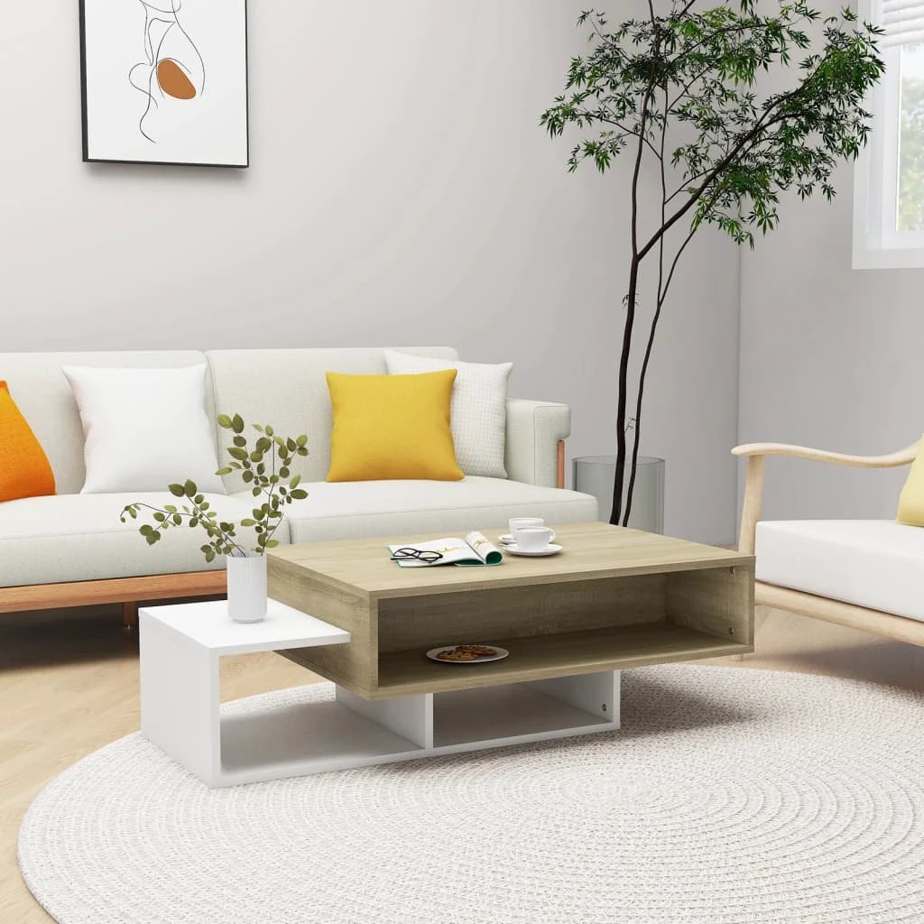 VidaXL Coffee Table 105x55x32 cm Smoked Oak Engineered Wood With Three Storage Compartments Living Room And Office by vidaXL