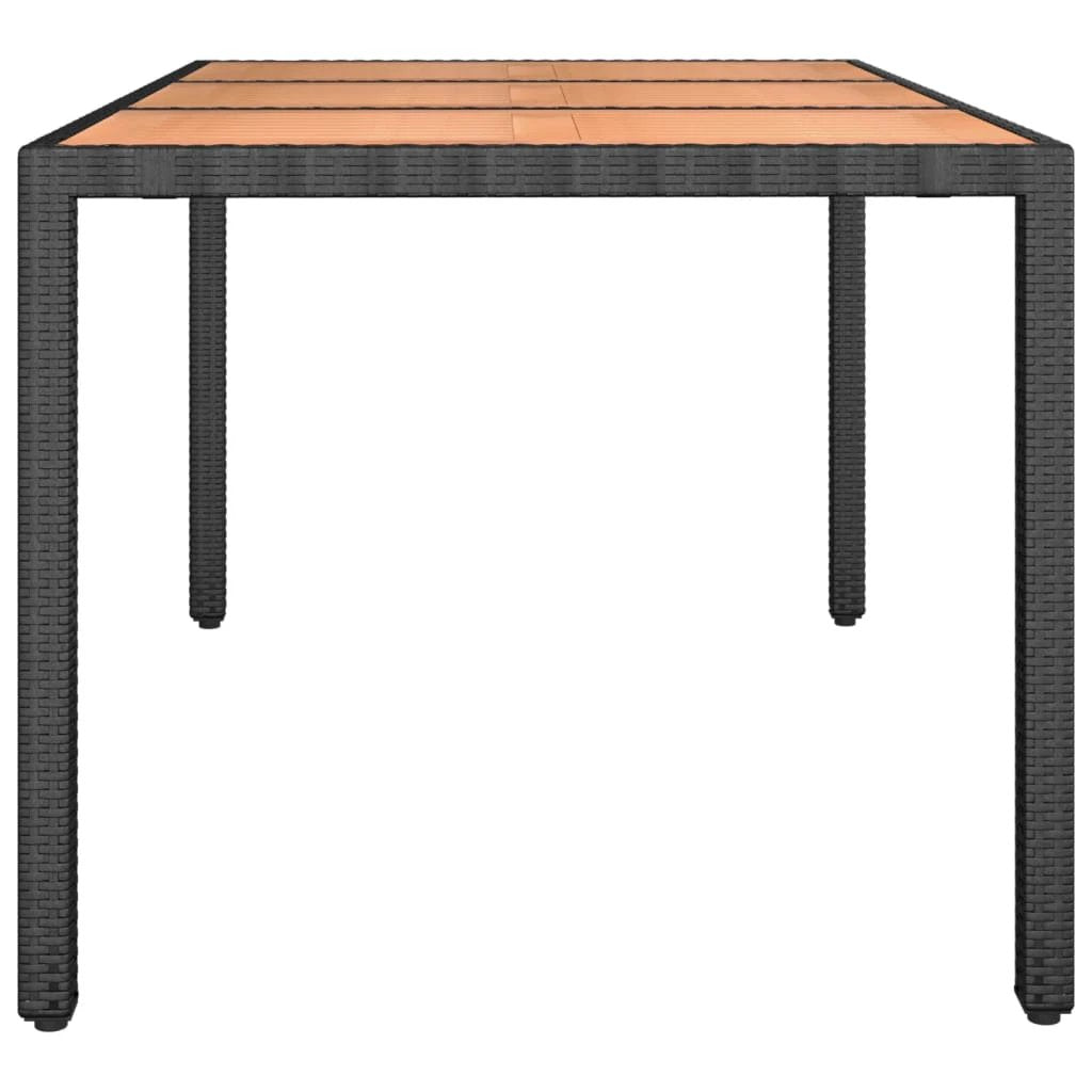 vidaXL Garden Table with Wooden Top Black Poly Rattan&Solid Wood Acacia by vidaXL