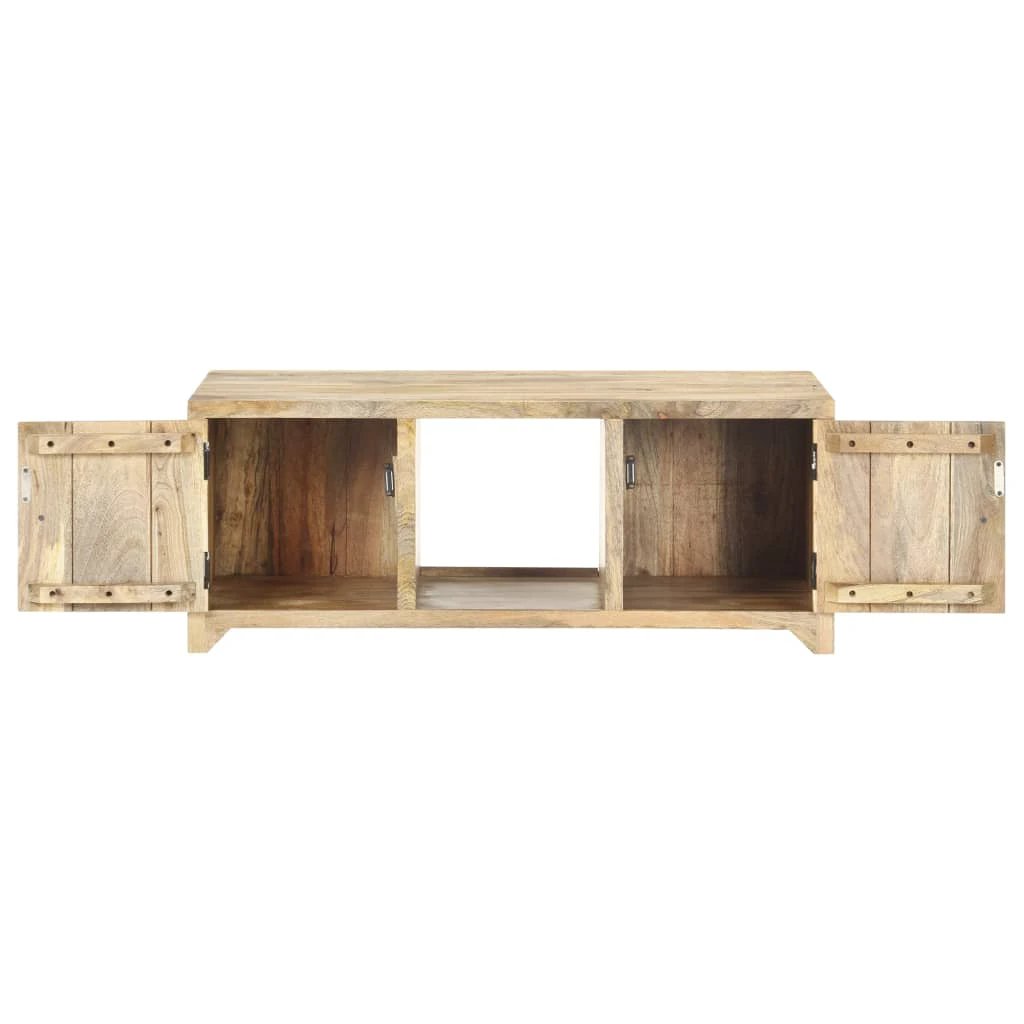 VidaXL Coffee Table 90x50x35 cm Solid Mango Wood With Carved Panel Doors For Rustic Living Room by vidaXL