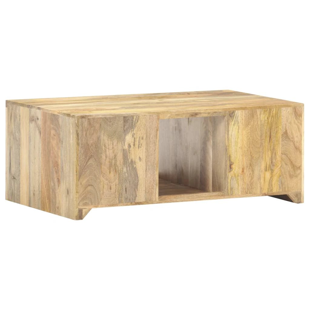 VidaXL Coffee Table 90x50x35 cm Solid Mango Wood With Carved Panel Doors For Rustic Living Room by vidaXL