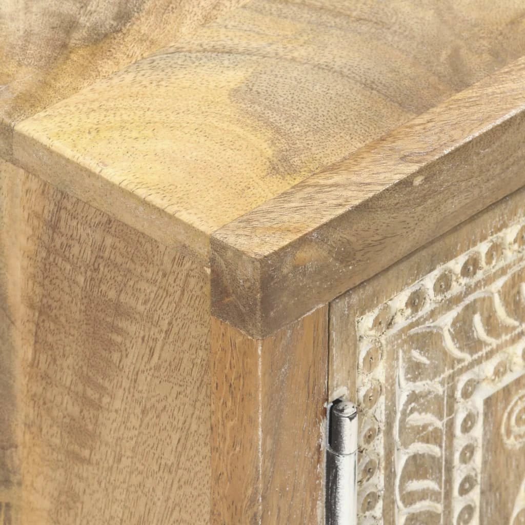 VidaXL Coffee Table 90x50x35 cm Solid Mango Wood With Carved Panel Doors For Rustic Living Room by vidaXL