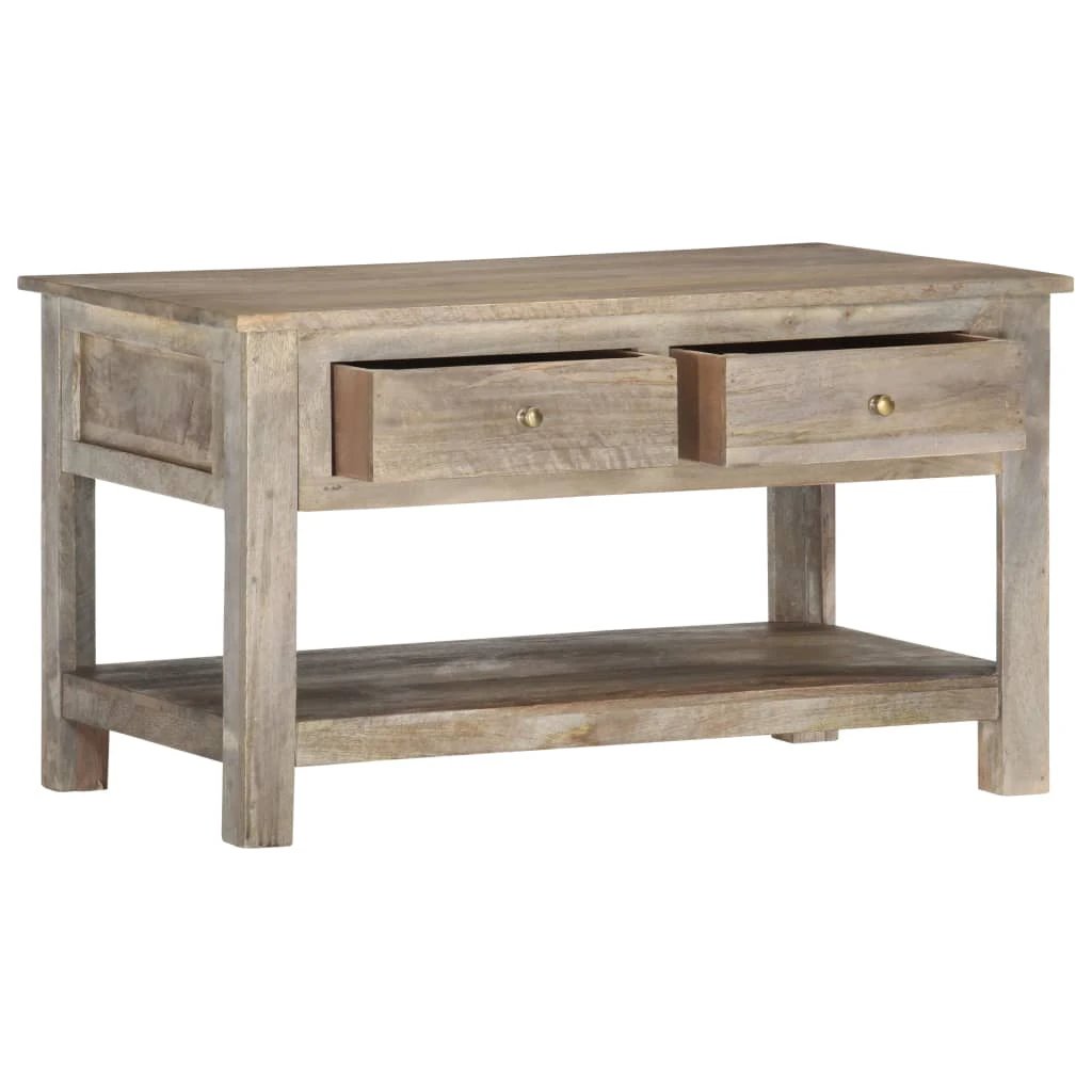 vidaXL vidaXL Coffee Table 82x52x47 cm Solid Mango Wood Antique Style For Rustic Living Room Decor - Coffee Table