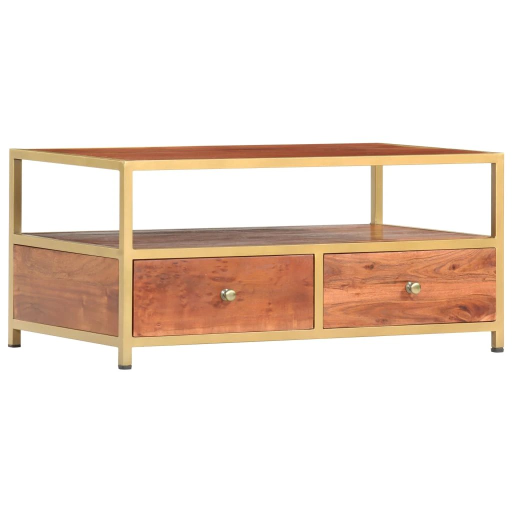 vidaXL VidaXL Coffee Table 90x50x40 Cm Solid Acacia Wood Vintage Finish For Living Room - Coffee Table