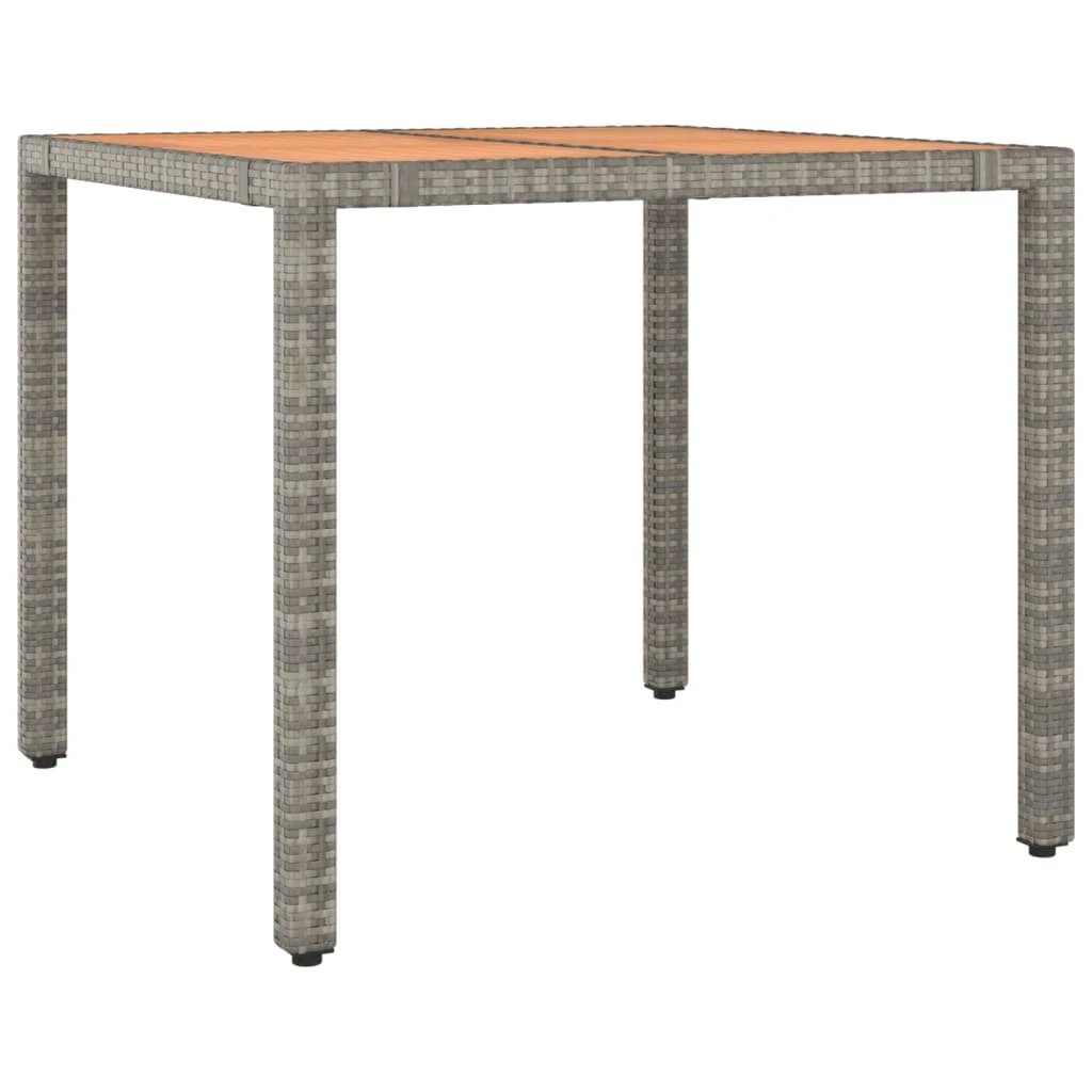 vidaXL Garden Table with Wooden Top Black Poly Rattan&Solid Wood Acacia by vidaXL