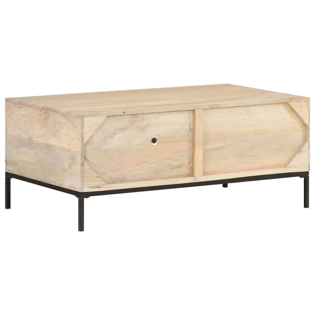 vidaXL VidaXL Coffee Table 90x50x37 cm Solid Mango Wood and Natural Cane for Living Room Decor - Coffee Table