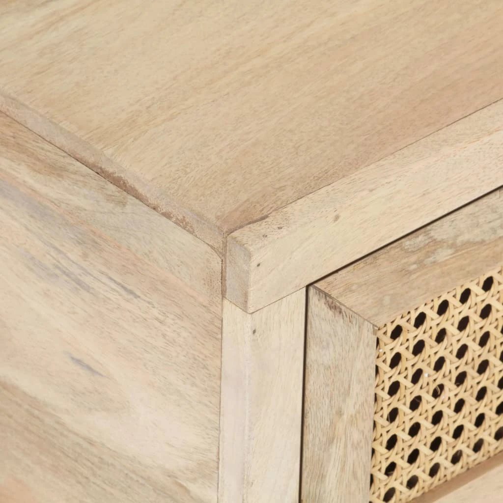 vidaXL VidaXL Coffee Table 90x50x37 cm Solid Mango Wood and Natural Cane for Living Room Decor - Coffee Table