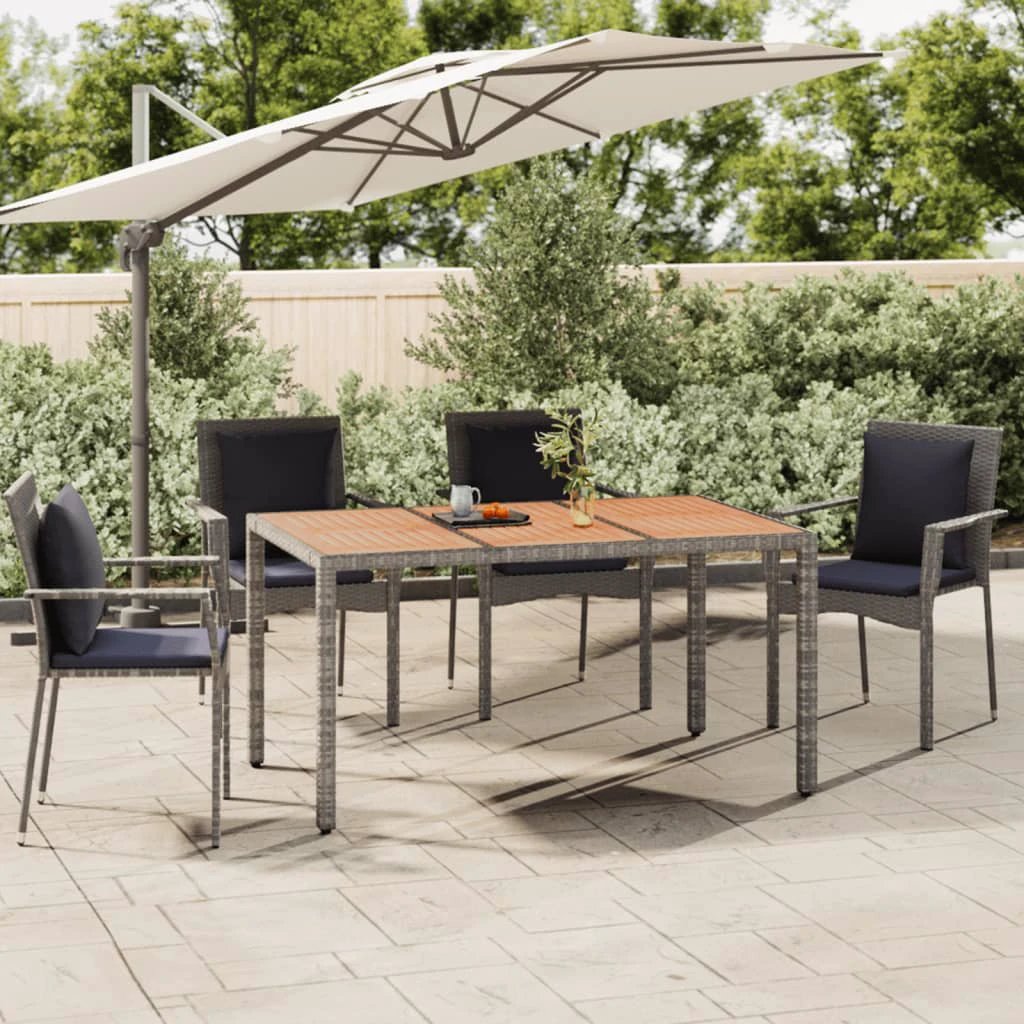 vidaXL Garden Table with Wooden Top Black Poly Rattan&Solid Wood Acacia by vidaXL