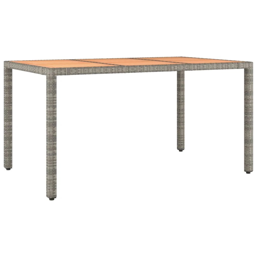 vidaXL Garden Table with Wooden Top Black Poly Rattan&Solid Wood Acacia by vidaXL
