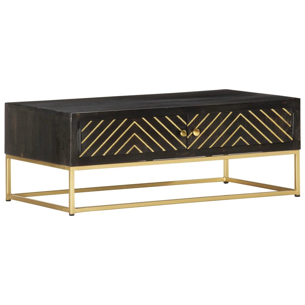 VidaXL Coffee Table 90x50x35 Black Gold Living by vidaXL