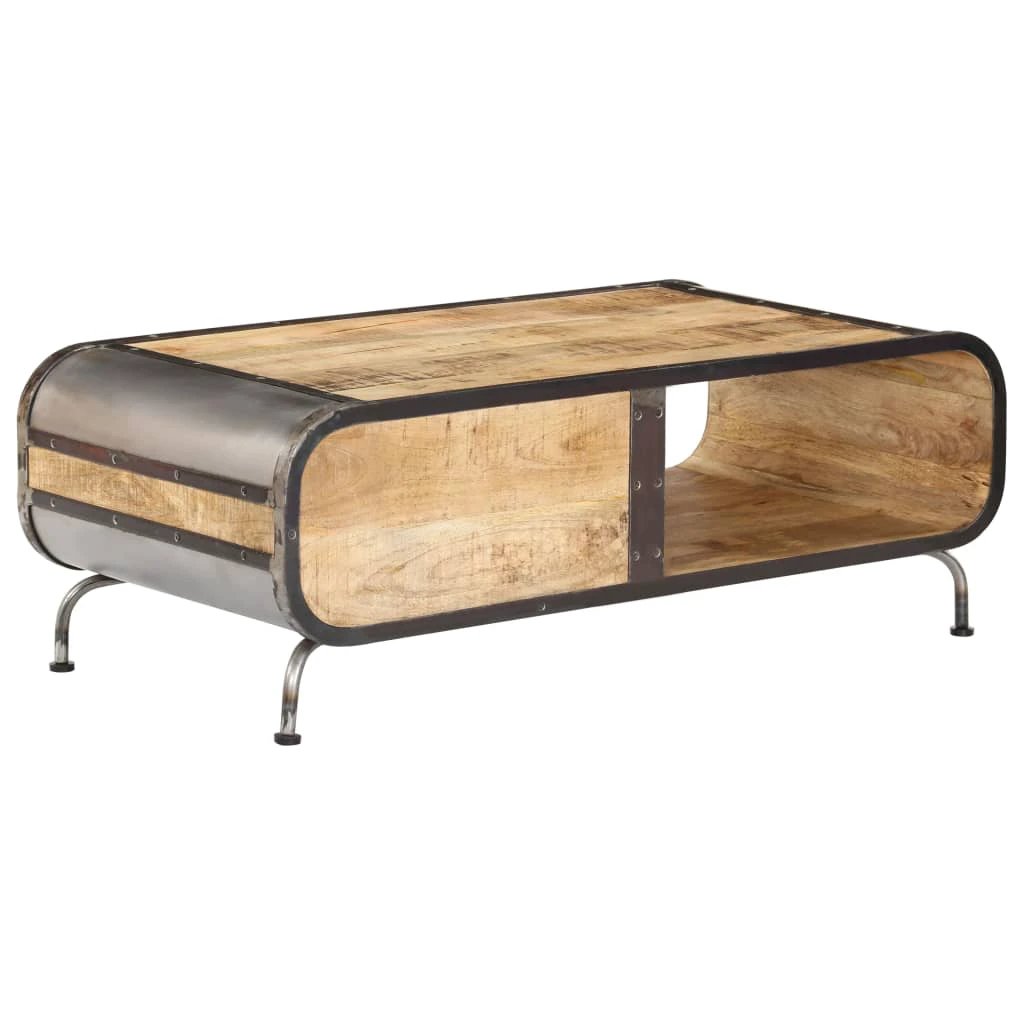 vidaXL VidaXL Coffee Table 100x50x35 Cm Solid Mango Wood Antique Style With Drawers For Living Room - Coffee Table