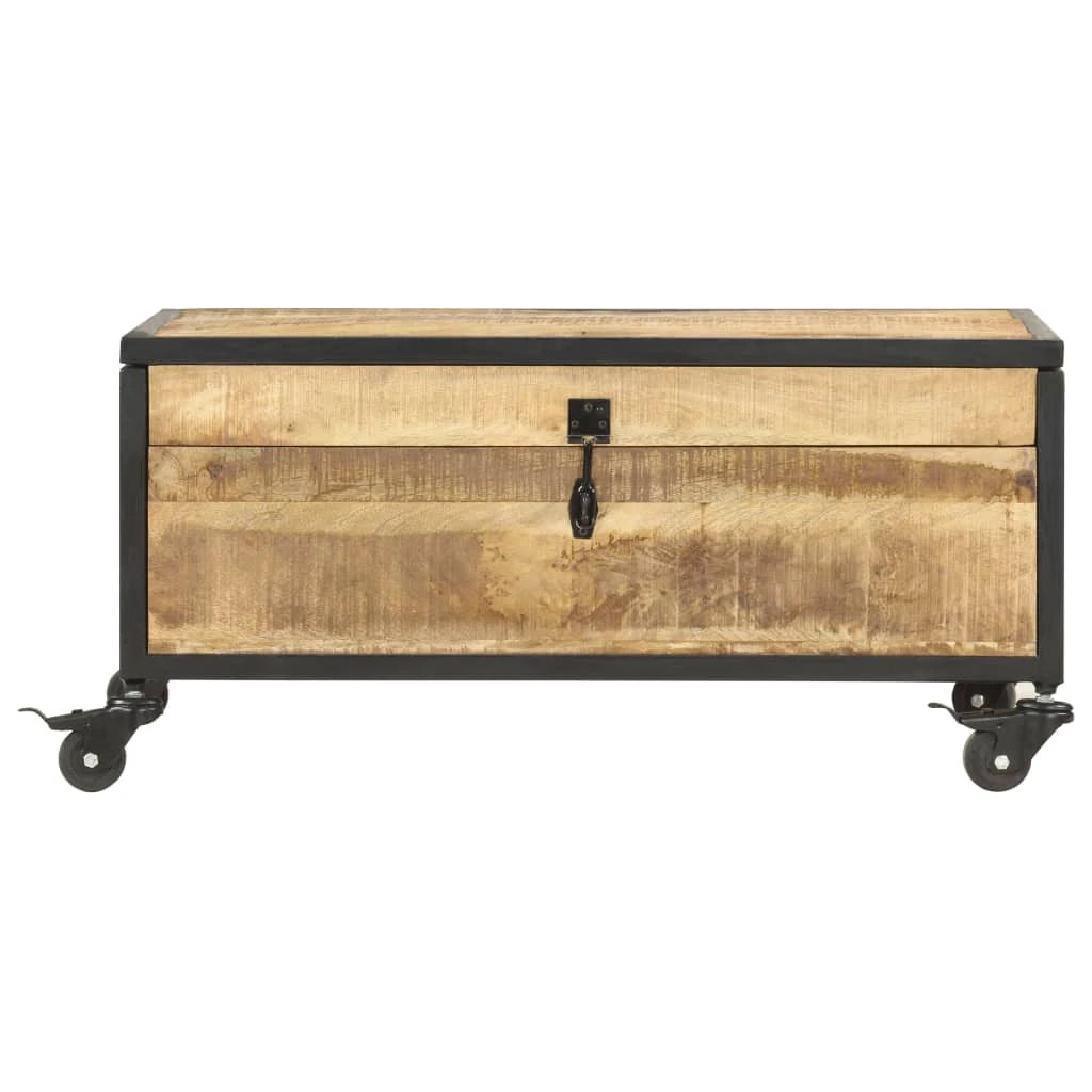 vidaXL Coffee Table 70x50x33 cm Solid Mango Wood With Four Wheels For Living Room by vidaXL
