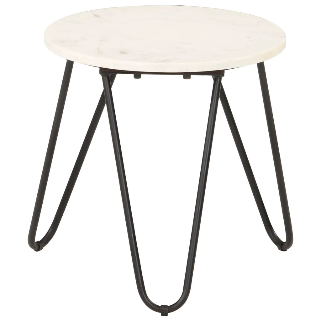 VidaXL Coffee Table 40x40x40 cm Real Stone Marble Texture Powder Coated Iron Frame for Living Room Decor by vidaXL