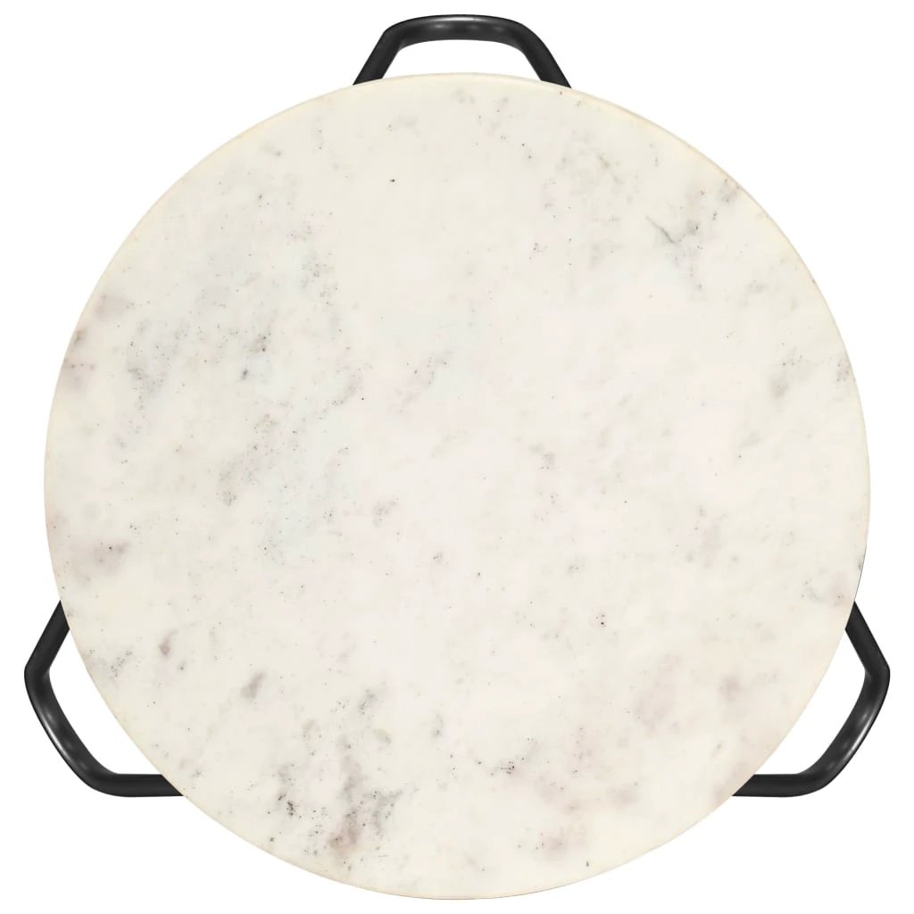 VidaXL Coffee Table 40x40x40 cm Real Stone Marble Texture Powder Coated Iron Frame for Living Room Decor by vidaXL