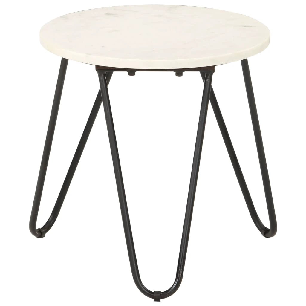 VidaXL Coffee Table 40x40x40 cm Real Stone Marble Texture Powder Coated Iron Frame for Living Room Decor by vidaXL