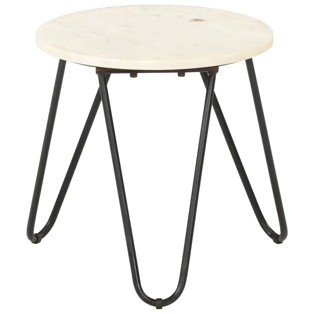 VidaXL Coffee Table 40x40x40 cm Real Stone Marble Texture Powder Coated Iron Frame for Living Room Decor by vidaXL