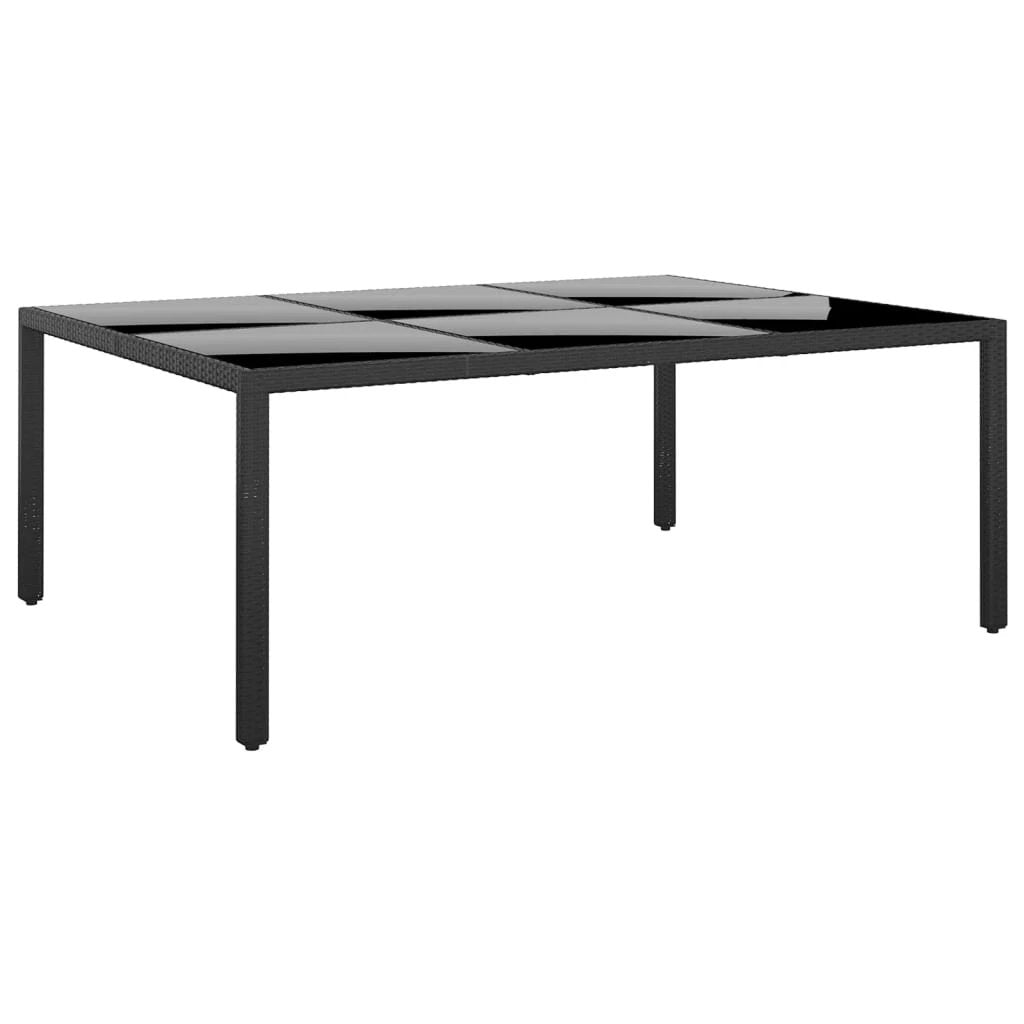 vidaXL vidaXL Garden Table 200x150x75 cm Tempered Glass and Poly Rattan Black - Garden Table