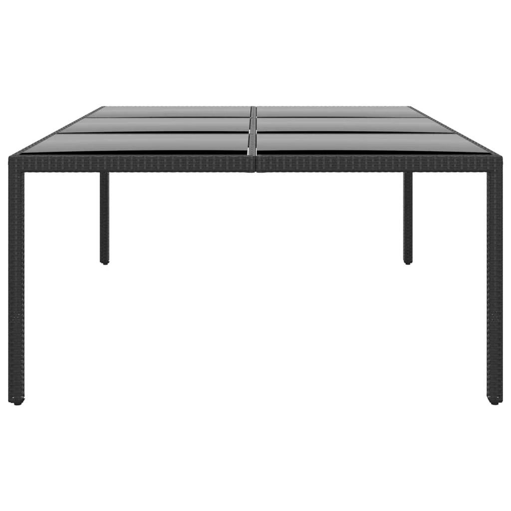 vidaXL vidaXL Garden Table 200x150x75 cm Tempered Glass and Poly Rattan Black - Garden Table