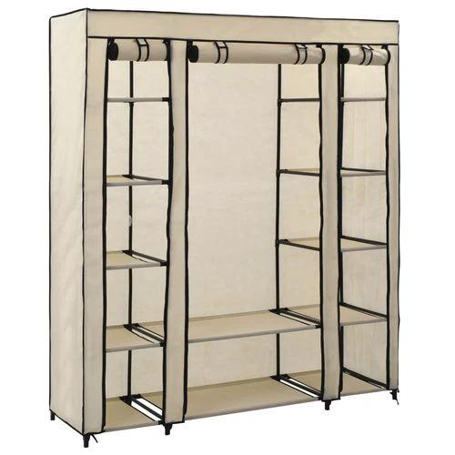 vidaXL Portable Wardrobe 150x45x176 cm with Compartments and Rods Cream Fabric for Space-Saving Clothing Storage by vidaXL