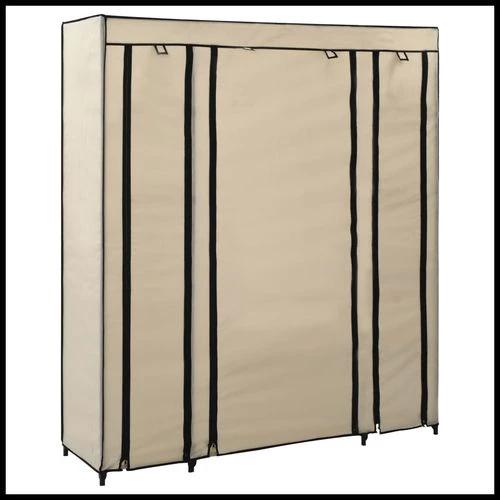 vidaXL Portable Wardrobe 150x45x176 cm with Compartments and Rods Cream Fabric for Space-Saving Clothing Storage by vidaXL