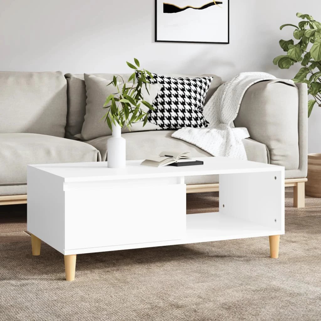 vidaXL Coffee Table 90x50x36.5 cm Engineered Wood With Drawer And Open Shelf For Modern Living Rooms by vidaXL
