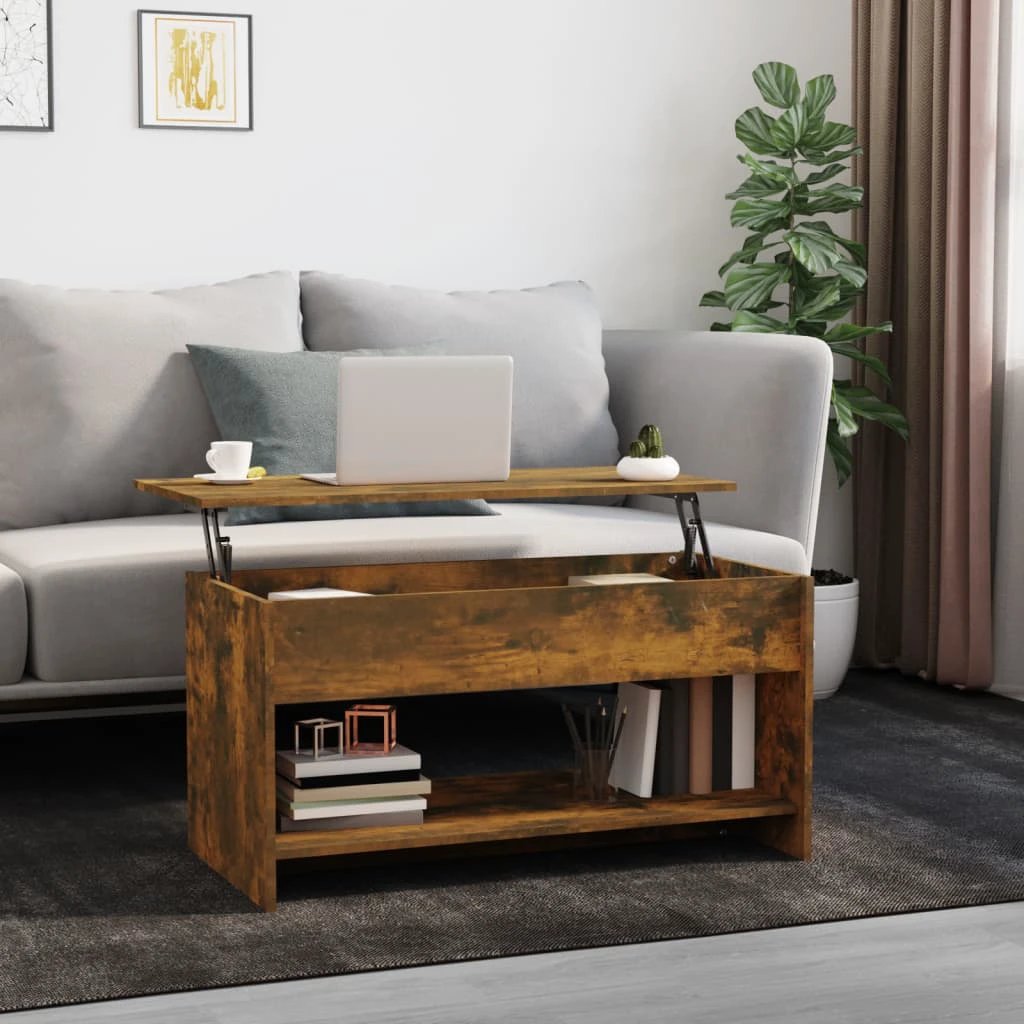 VidaXL Coffee Table 102x50x52.5 cm Engineered Wood Storage Shelf For Living Room by vidaXL