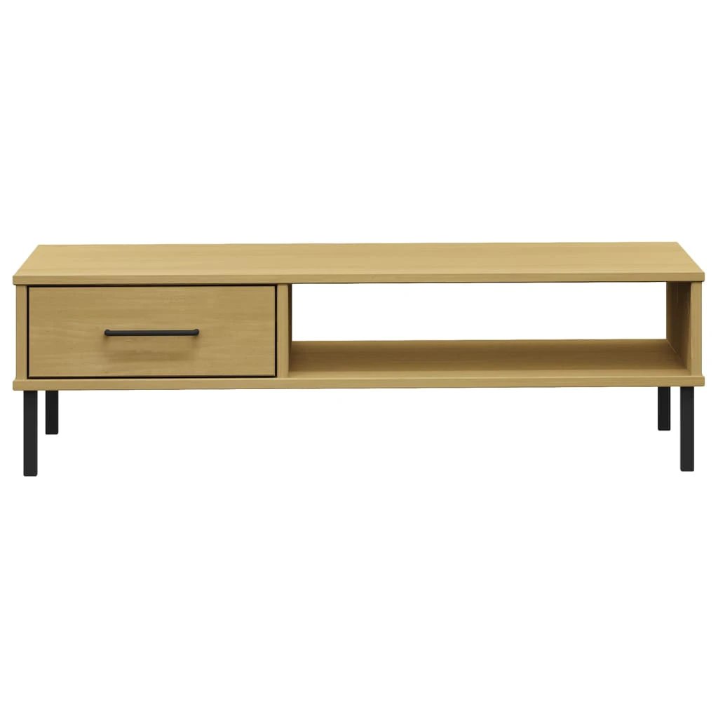 VidaXL Coffee Table Medium Premium Pine Wood Top With Black Metal Legs OSLO Living Room Decor by vidaXL