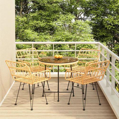 vidaXL 5 Piece Garden Dining Set with Weather Resistant Poly Rattan for Outdoor Entertaining by vidaXL
