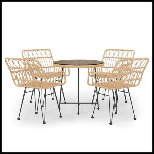 vidaXL 5 Piece Garden Dining Set with Weather Resistant Poly Rattan for Outdoor Entertaining by vidaXL
